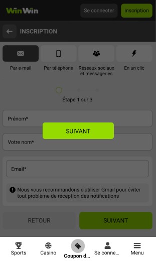 app confirmer l'inscription