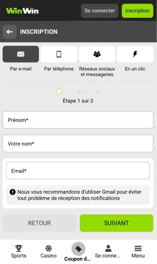 app entrer des informations