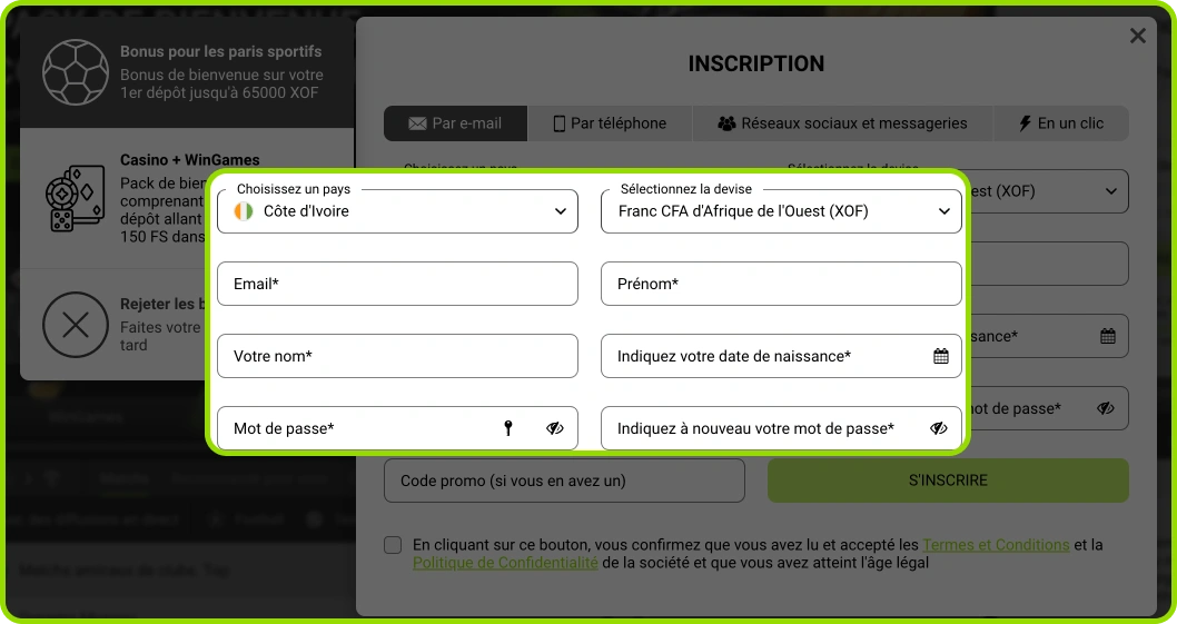 remplir les informations importantes