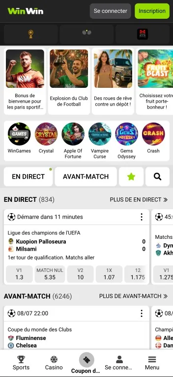 page principale de winwin